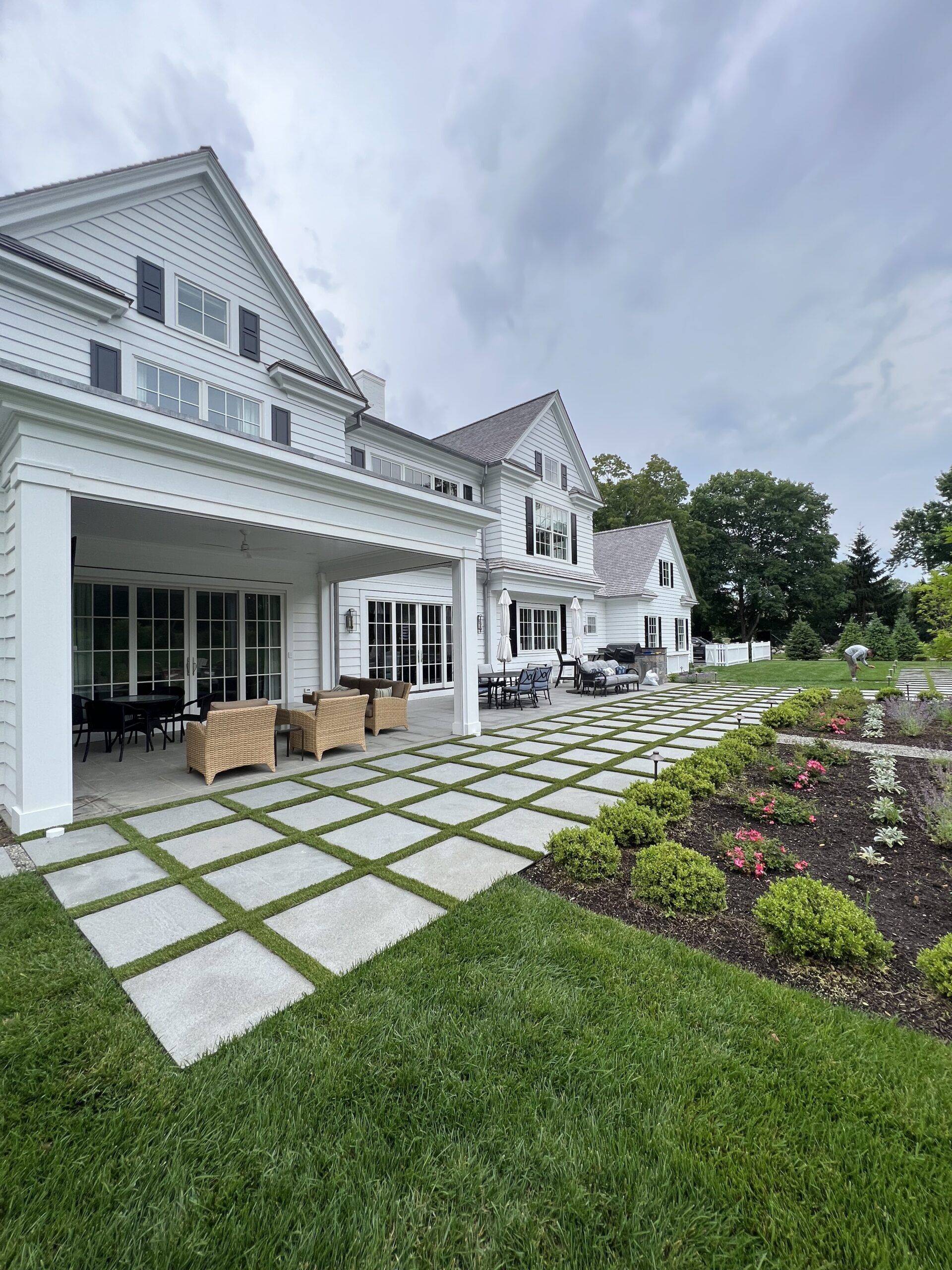 artificial grass backyard patio