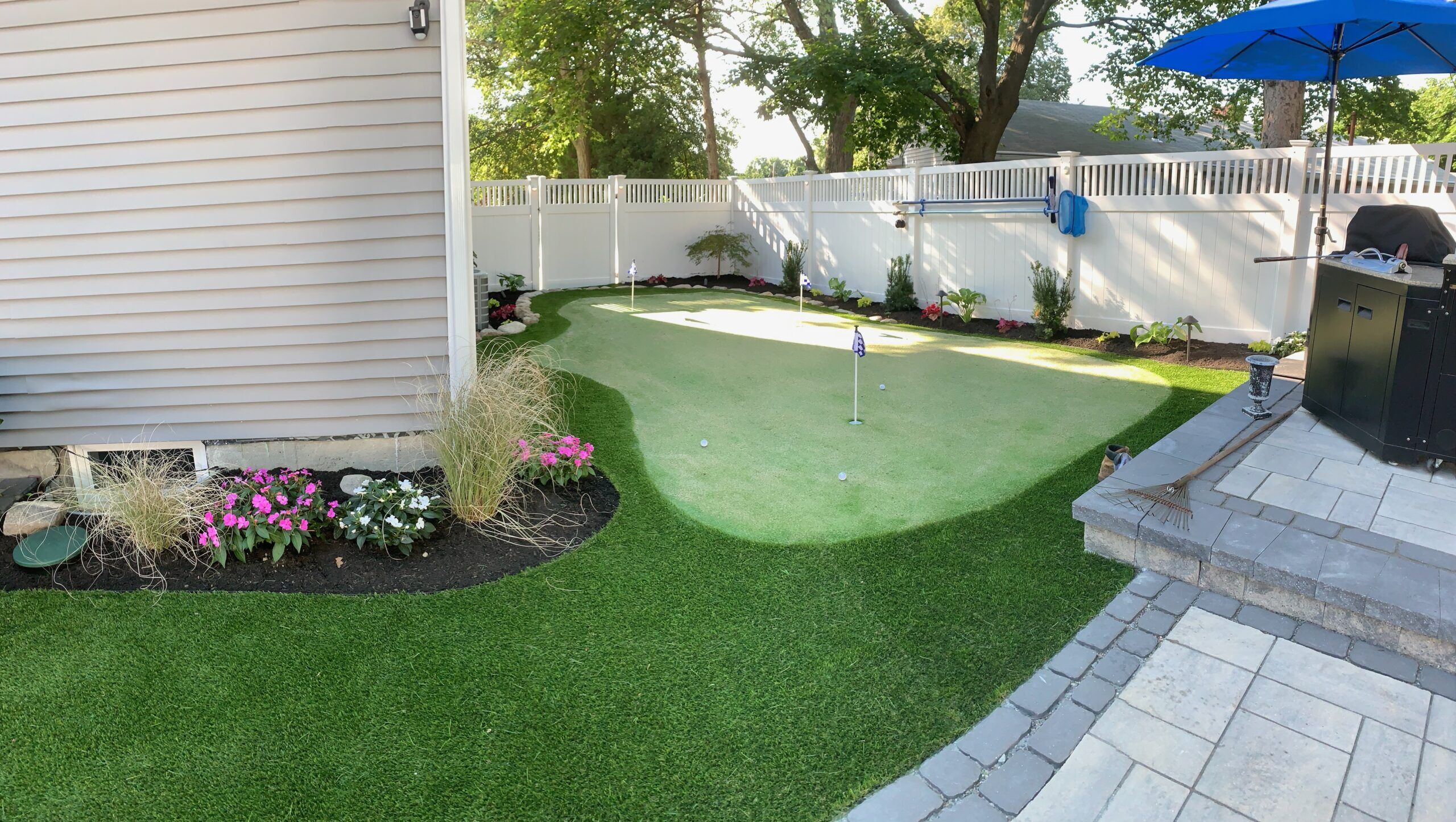 backyard putting green with lawn boston
