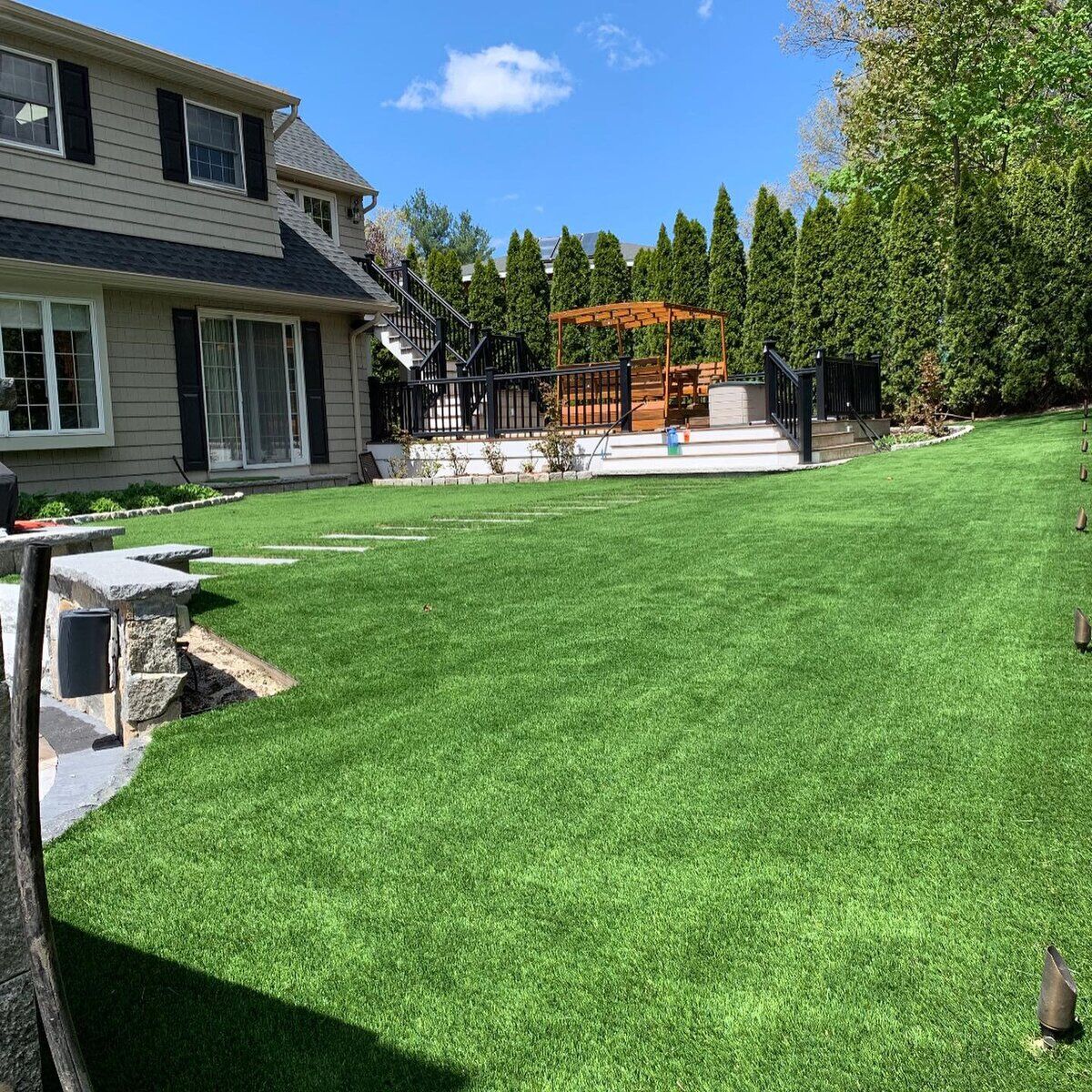 Synthetic grass backyard Boston