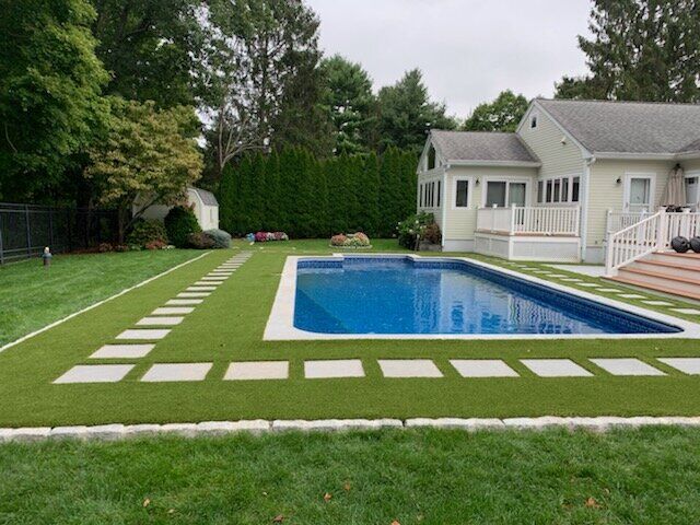 Artificial grass lawn installation