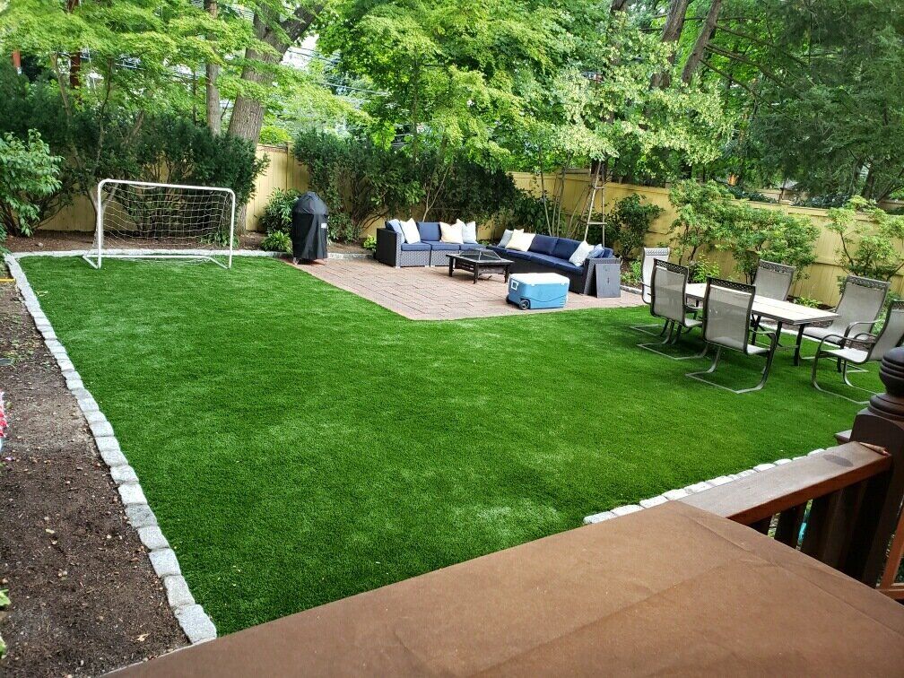 Small artificial turf lawn Boston